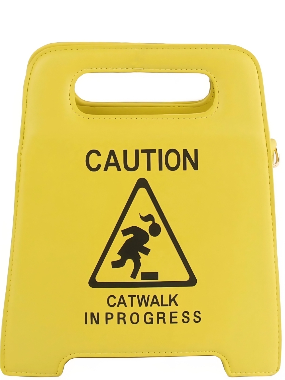 Yellow 'Caution Catwalk In Progress' Top-Handle Bag